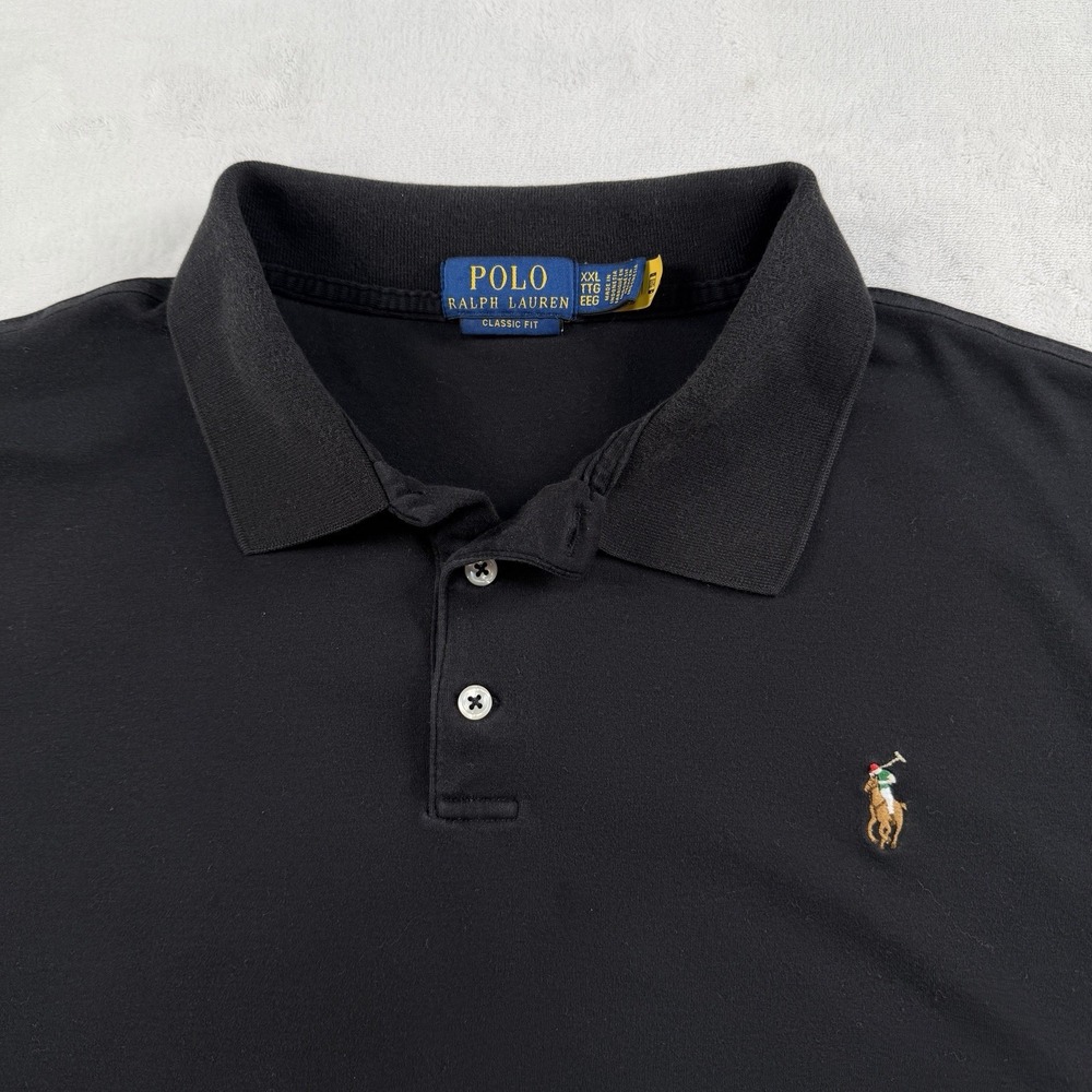 Polo Ralph Lauren Shirt Men XXL Classic Fit Black Flesh Pony Stretch 100% Cotton